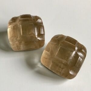 Alexis Bittar Hand Carved Chunky Clip on Earrings
